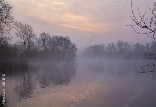 Misty Morning Lake