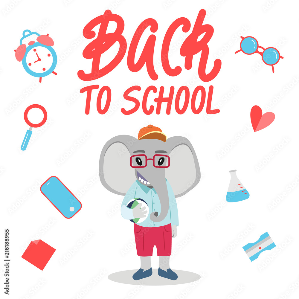 Cute elephant character for Back to school banner/poster concept. Cute elephant character for Back to school banner/poster concept.