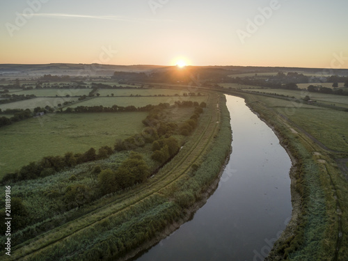 Drone photo over the River Arun in West Sussex