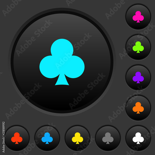 Club card symbol dark push buttons with color icons