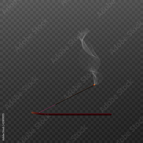 Vector illustration of smoky aroma stick on a stand on transparent background