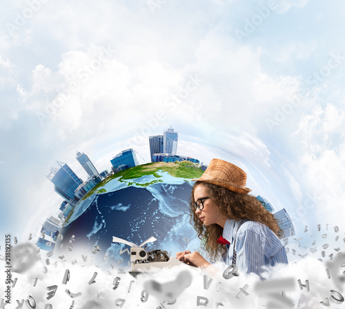 Creative inspiration of young female writer.