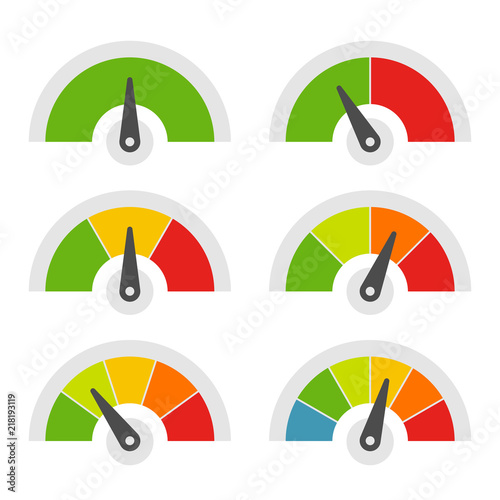 Speed Meter Icons Set on White Background. Vector