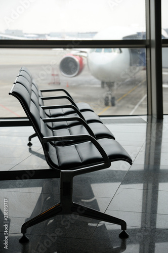 Airport terminal departure area inside