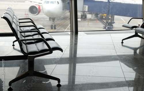Airport terminal departure area inside