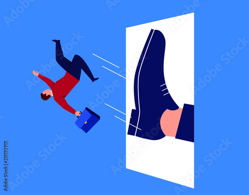 Businessman kicked out of the door