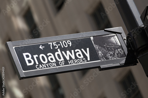 Broadway sign in lower Manhattan, New York City, USA.