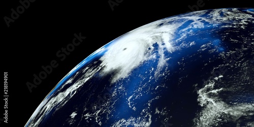 Extremely detailed and realistic high resolution 3D illustration of a Hurricane at the Atlantic Sea. Shot from Space. Elements of this image are furnished by Nasa.