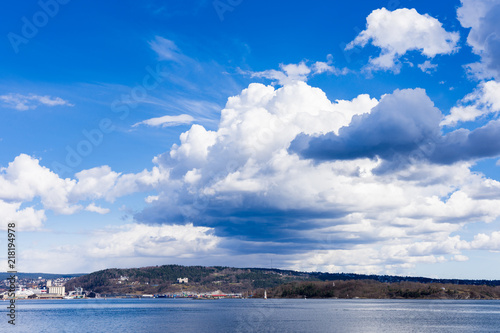 Panoramic view of Oslo from the Bygdoy peninsula.