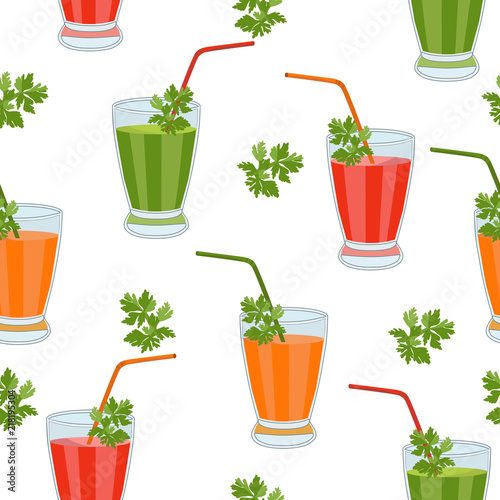Pattern seamless with a glass glasses with fitness cocktails on an isolated background