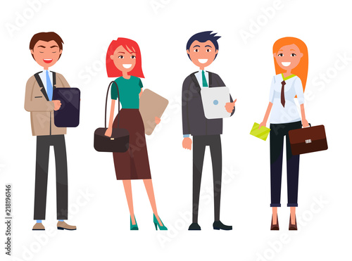 Wallpaper Mural Businessmen and Women with Digital Tablets Isolated Torontodigital.ca