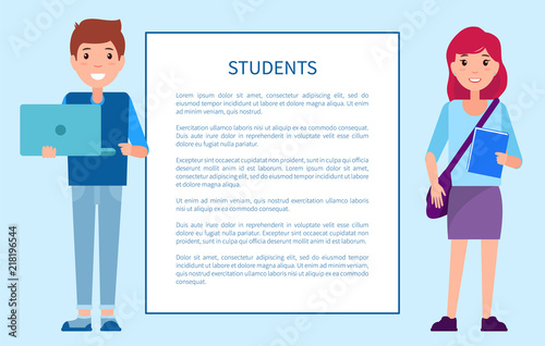 Students Poster with Frame Boy in Sweater Trousers