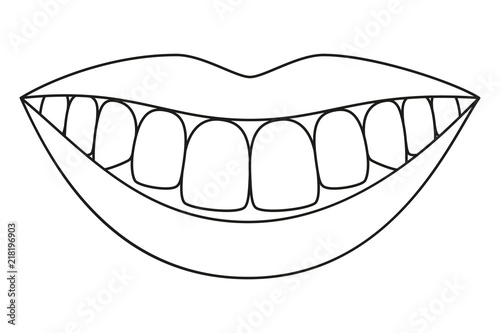 Line art black and white healthy smile