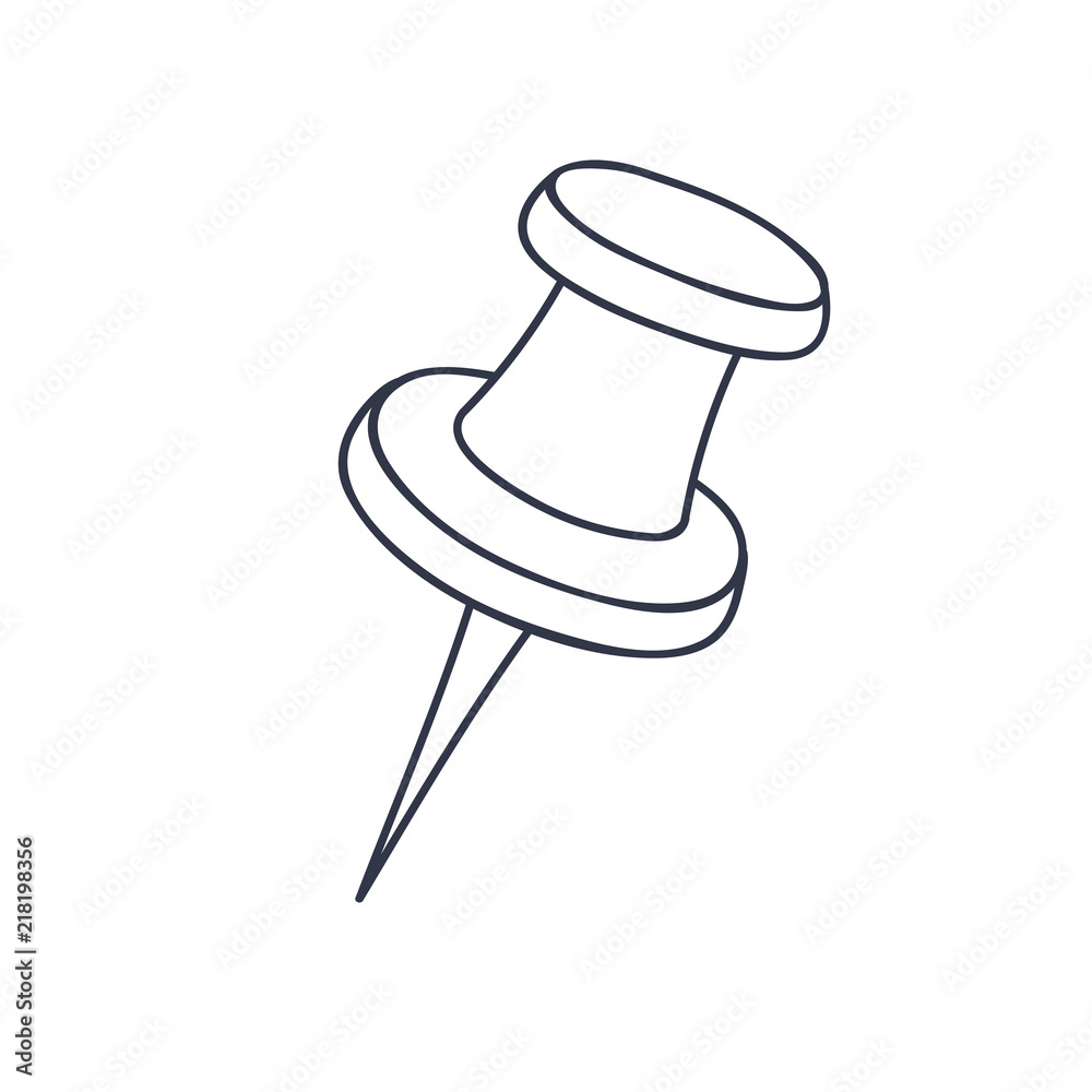 Thumbtack. Doodle style black and white illustration Thumbtack. Doodle style black and white illustration