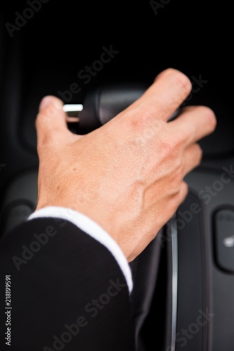 Closeup of a Hand on Gear Shift