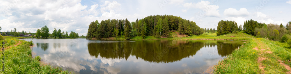 Obraz premium Panorama of summer landscape on the lake , Russia