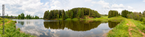 Panorama of summer landscape on the lake   Russia