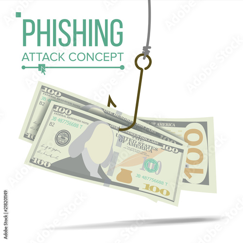 Phishing Money Concept Vector. Financial Bankruptcy. Hacking Attack. Cartoon Illustration