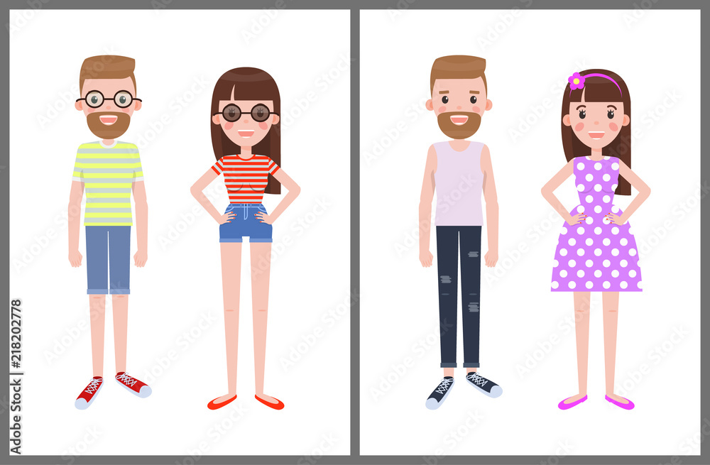Man and Woman Everyday Apparel Vector Illustration