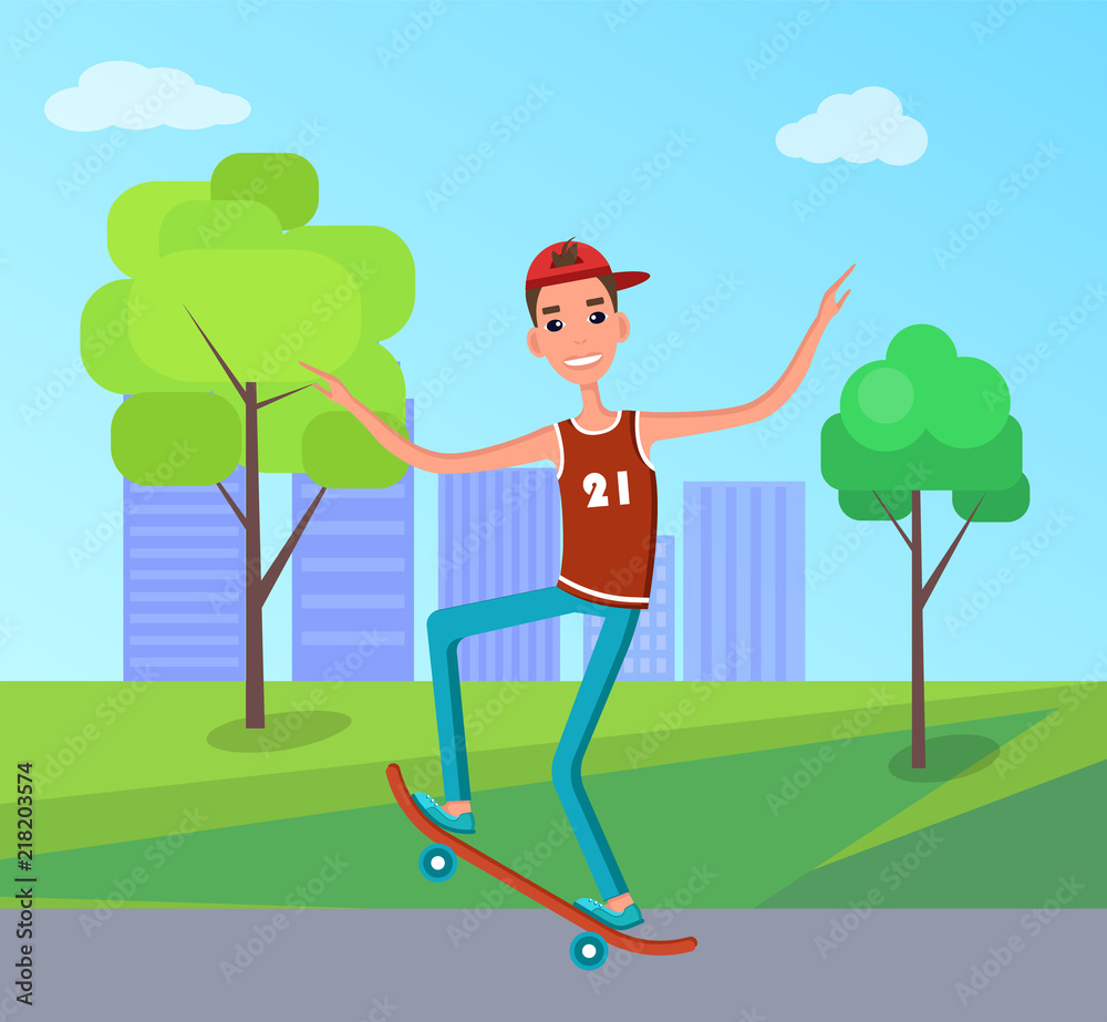 Skateboarder in Shirt Making Tricks on Skateboard Skateboarder in Shirt Making Tricks on Skateboard
