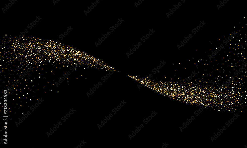 Glitter particles wave of comet wave trail or vector golden light glow with sparkling star dust gold effect for luxury cosmetic