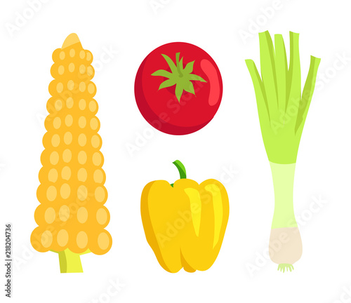 Vegetable Collection Meal, Vector Illustration