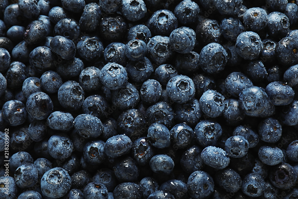Ripe blueberries, top view