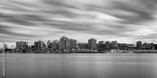 Long exposure of Halifax skyline from across the river in Dartmouth  Nova Scotia