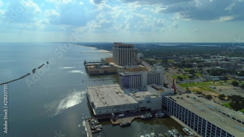 Aerial Biloxi Beau Rivage and Hard Rock Casinos on the water