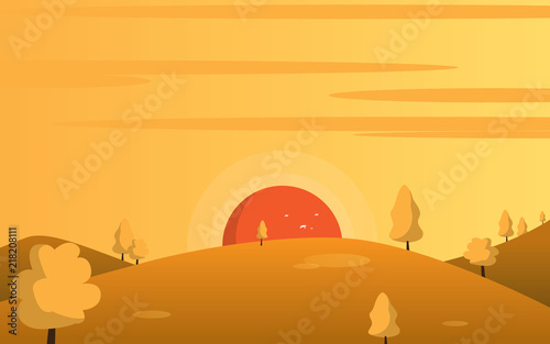 Vector autum landscape background template