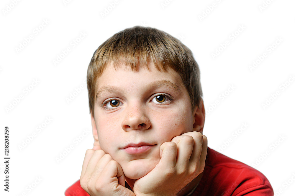 Portrait of a teenager, looks at the camera, a serious, copy space Portrait of a teenager, looks at the camera, a serious, copy space