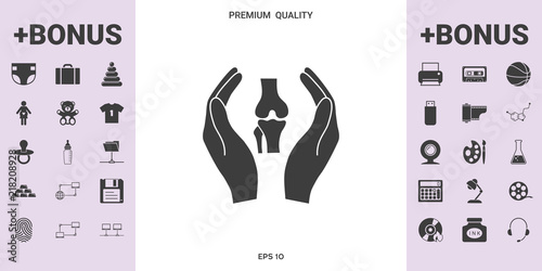 Hands holding knee-joint - protection icon - graphic elements for your design