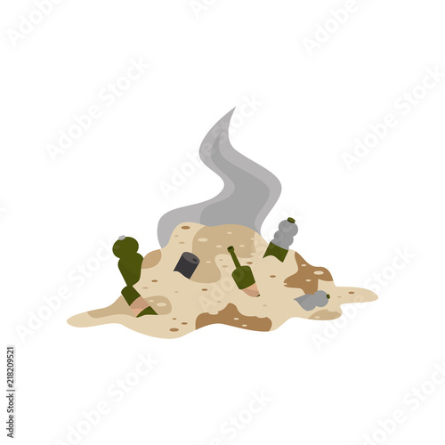 Pile of decaying garbage, environmental pollution problem vector Illustration on a white background