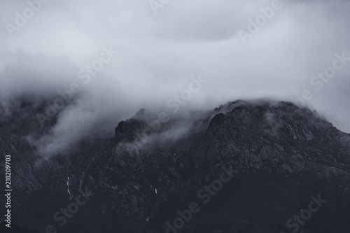 Dark Mountains on Cloudy Day