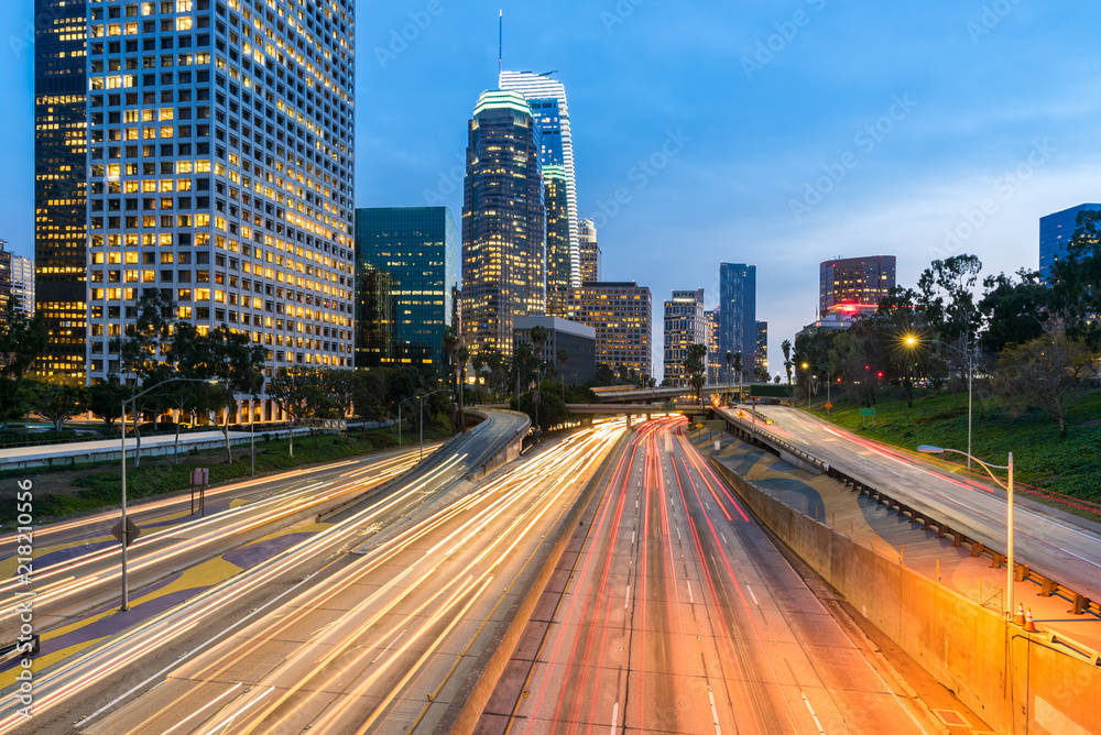 Fototapeta premium Los Angeles Downtown Sunset