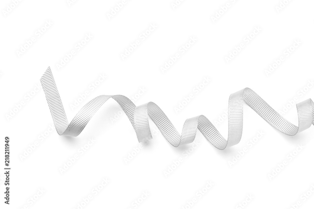 Silver ribbon on white background