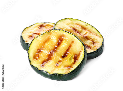 Obraz na plátně Tasty grilled zucchini on white background