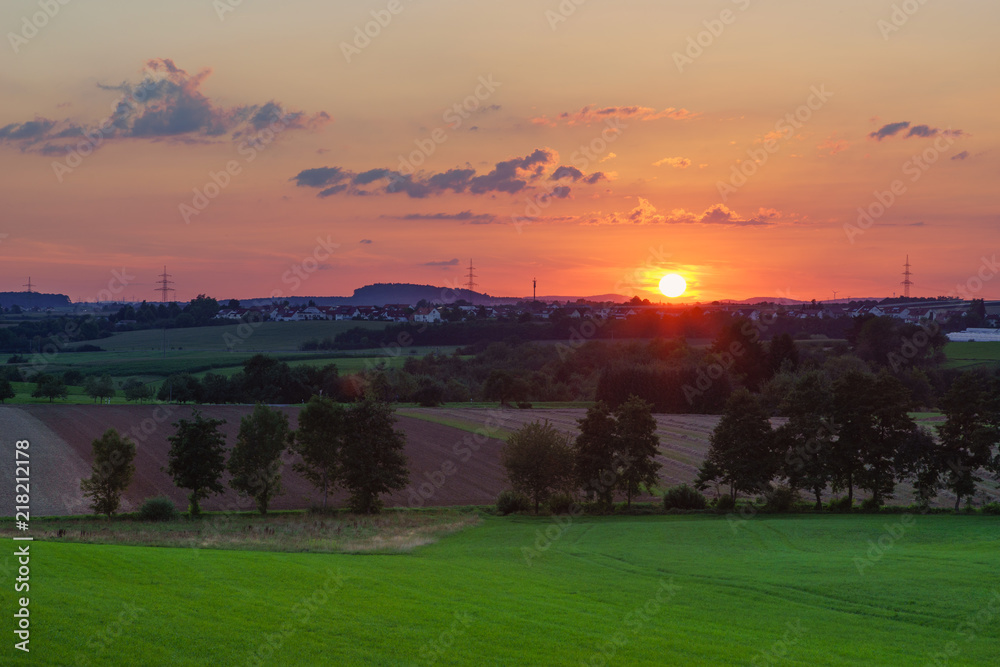 Sonnenuntergang in Süddeutschland