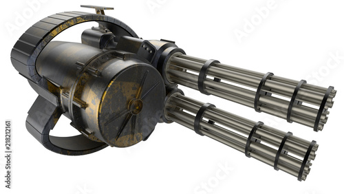 3D render of a rapid-fire machine gun photo