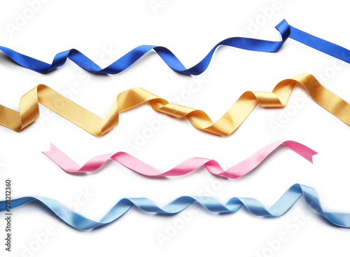 Colorful ribbons on white background