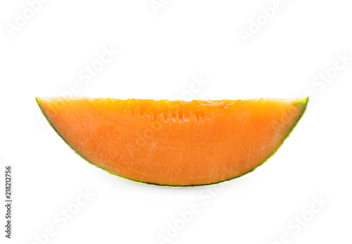 Sliced ripe melon on white background