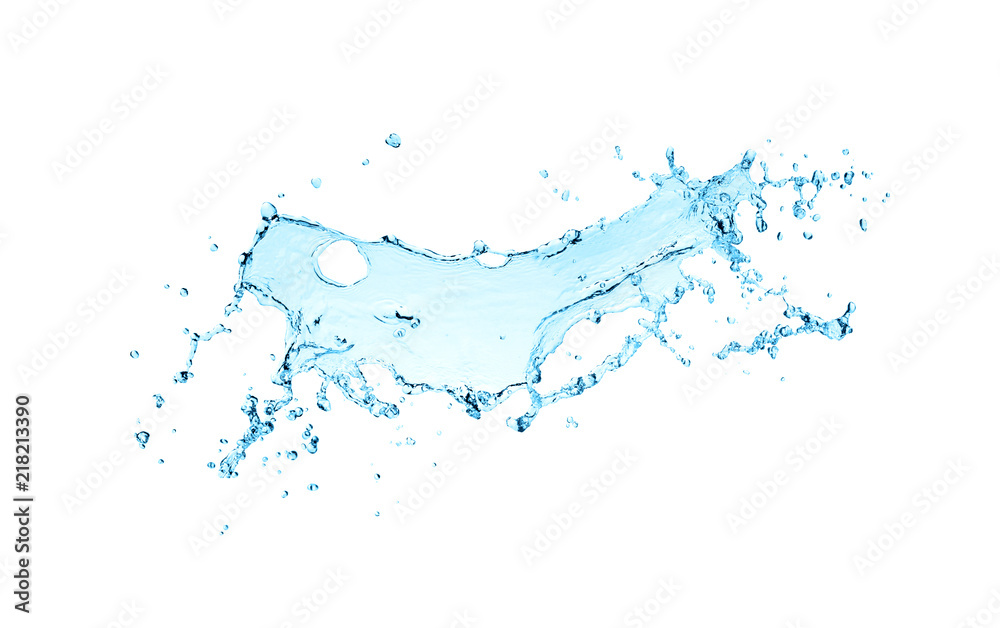 blue water splash isolated on white background