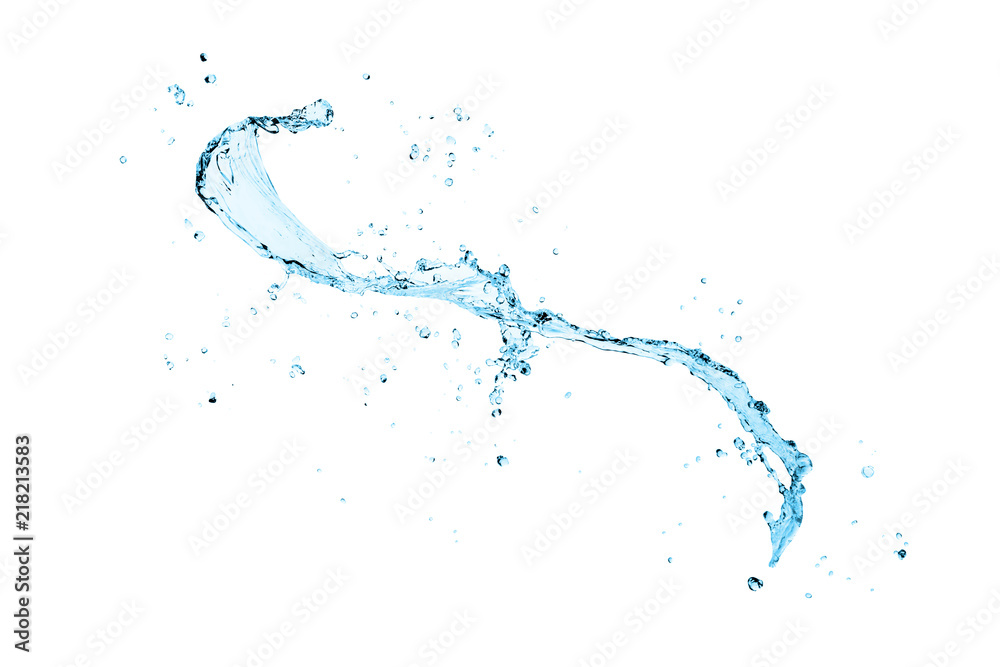 blue water splash isolated on white background
