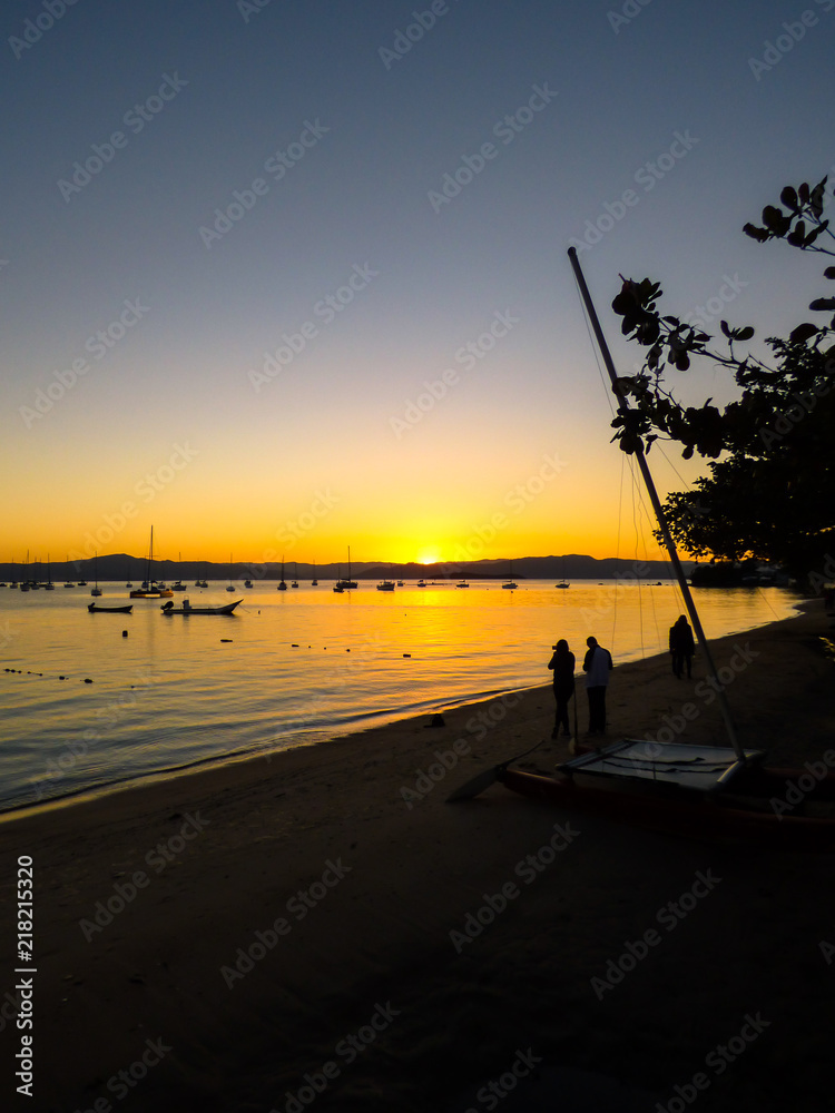 Sunset in Santo Antonio de Lisboa, fishermen village in Florianopolis - Brazil