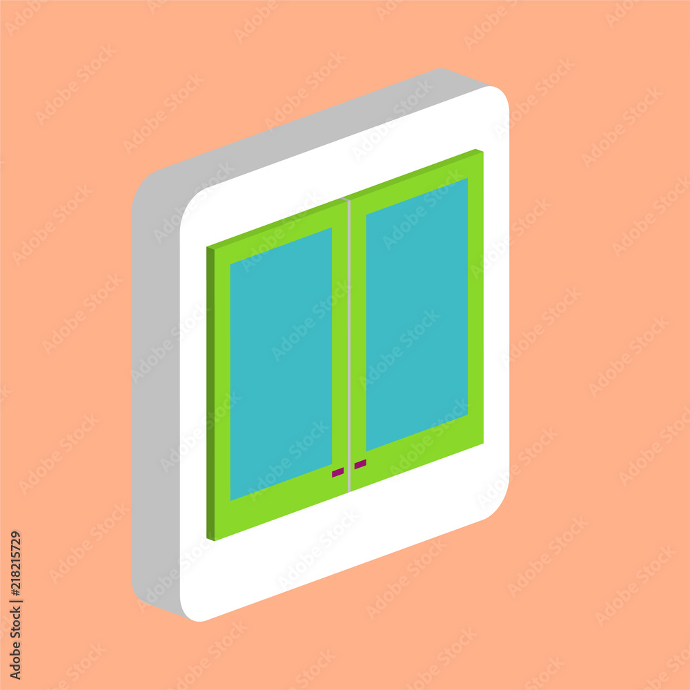 Window Simple vector icon. Illustration symbol design template for web mobile UI element. Perfect color isometric pictogram on 3d white square. Window icons for your business project Window Simple vector icon. Illustration symbol design template for web mobile UI element. Perfect color isometric pictogram on 3d white square. Window icons for your business project