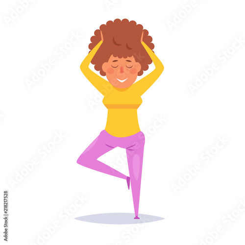 Woman yoga Vector. Cartoon. Isolated art on white background.