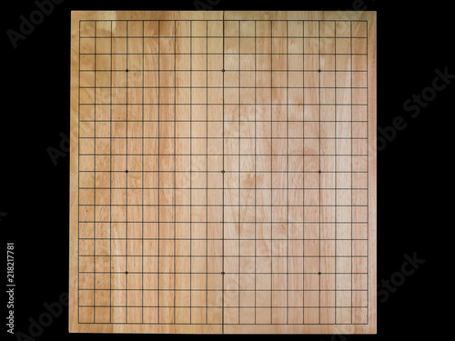 top view of wood board,Go game(Weiqi,Baduk),Traditional asian strategy board game isolated on black background