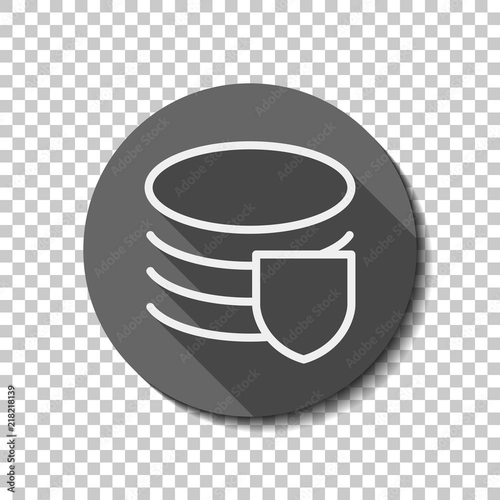 Simple protect of database. Linear, thin outline. flat icon, lon Simple protect of database. Linear, thin outline. flat icon, lon