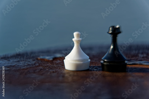 Macro chess pieces with defocused background
