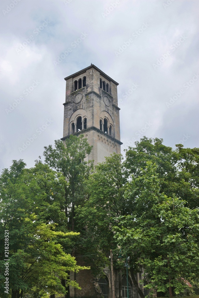 The medieval Captain’s tower in Bihac, Bosnia and Herzegovina.  South-East Europe.